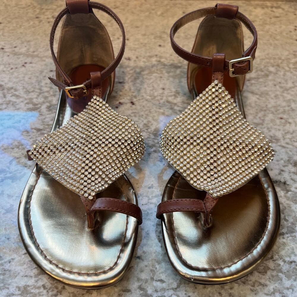Tahari Sandals Rhinestone Diamond Jewel Embellishments Women's Size 6